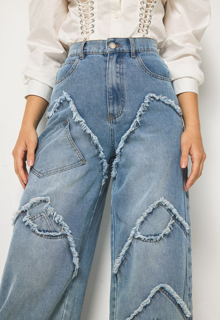 Hope Frayed Detailed Jeans Denim Blue