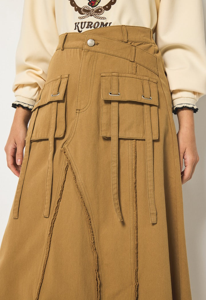 Hope Front Slit Cargo Skirt Brown