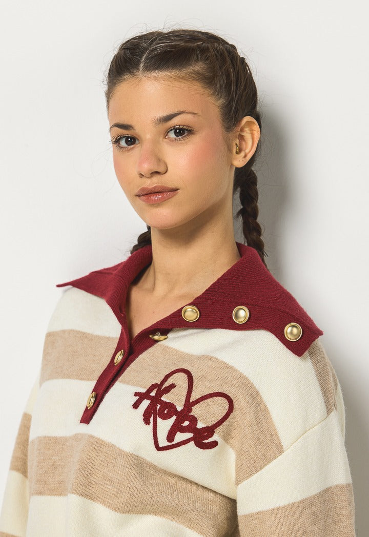 Hope Knitted Striped Sweatshirt Ecru
