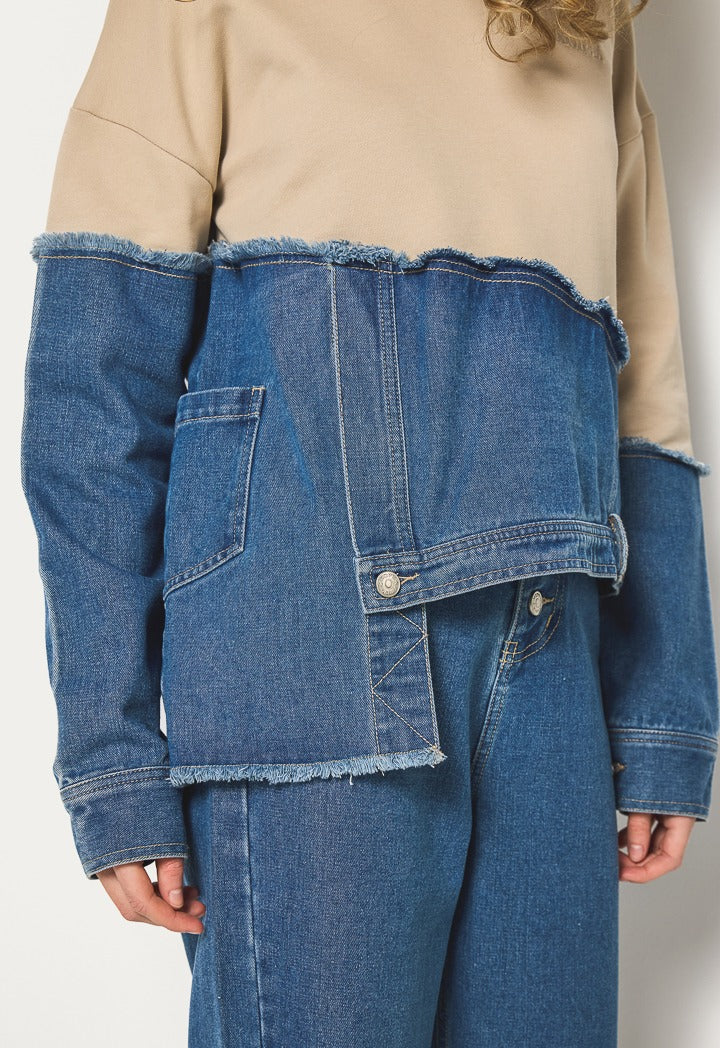 Hope Knitted Denim Sweatshirt Beige