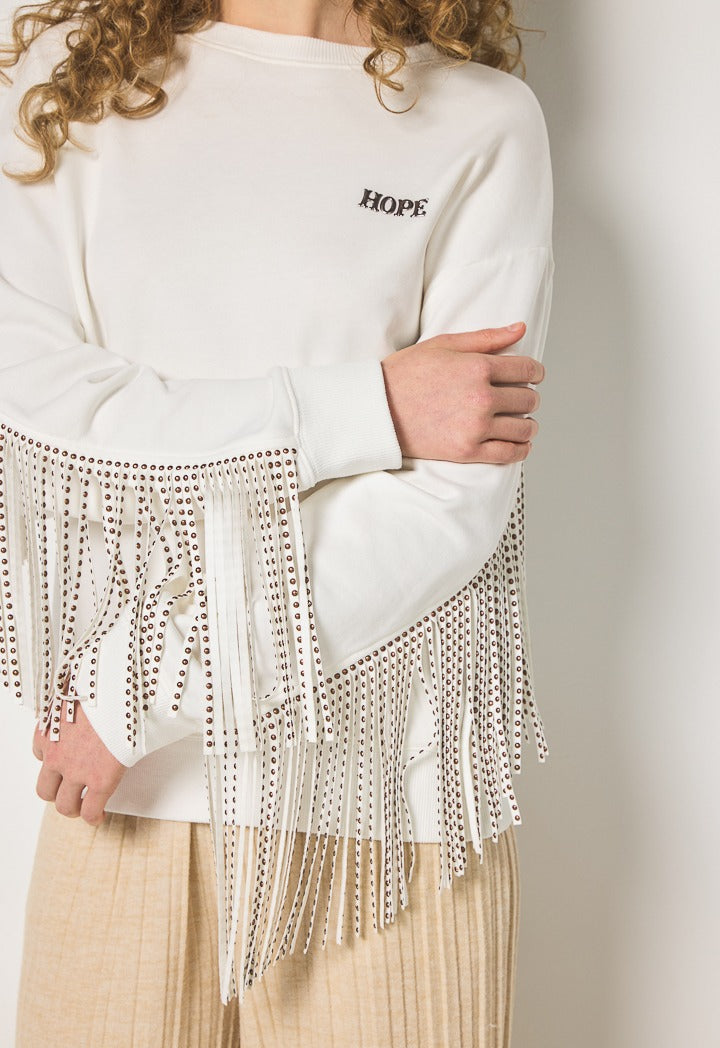 Hope Studded Back Tassels Sweatshirt Off White