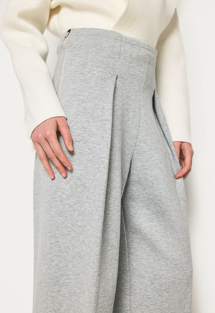 Hope Wide Legs Pleated Trouser Grey Melange