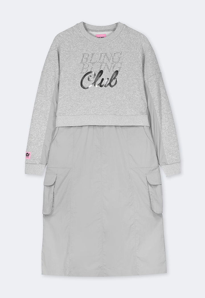 Hope Cargo Skirt Embellished Dress Grey Melange