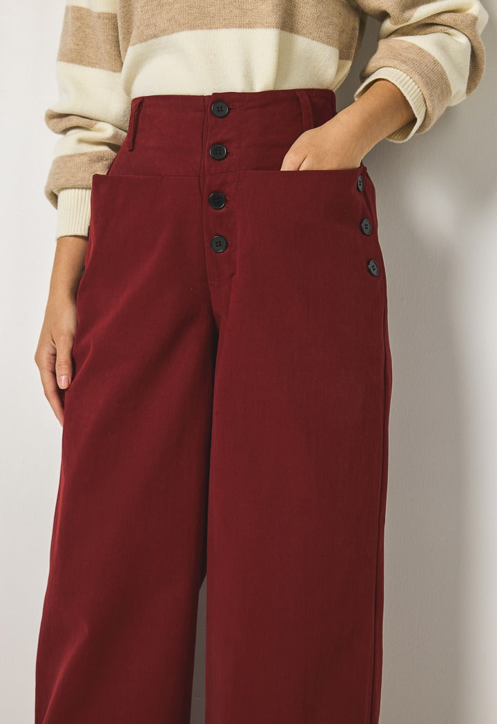 Hope High Waist Wide Leg Trousers Burgundy