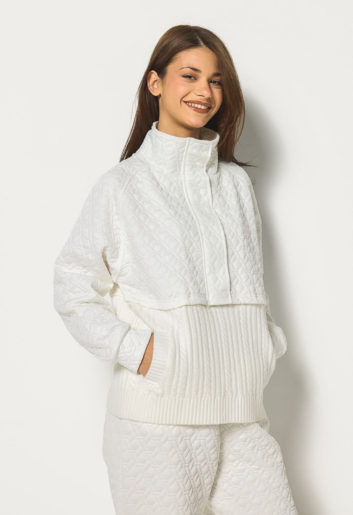 Hope High Neck Quilted Sweatshirt Off White