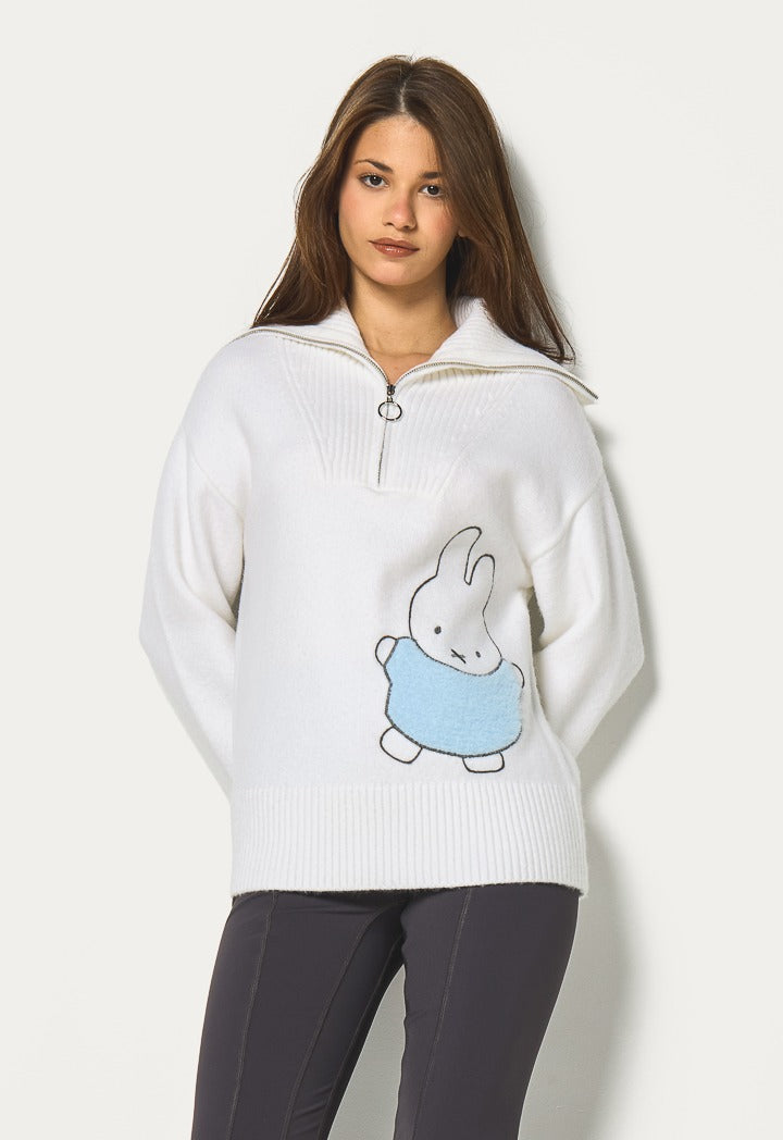 Hope Miffy Fleece Detailed Jumper Off White