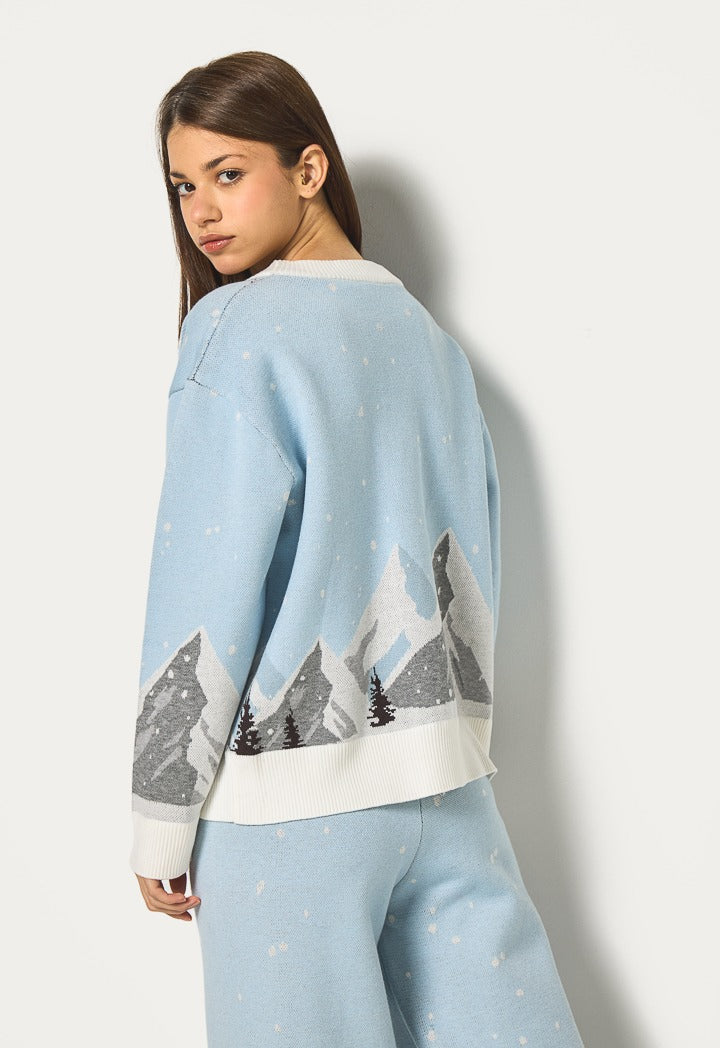 Hope Ribbed Hems Knitted Cardigan Light Blue