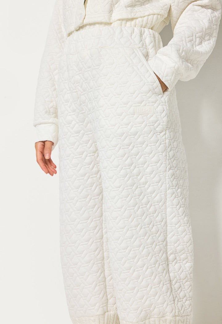 Hope Quilted Elastic Hems Trouser Off White