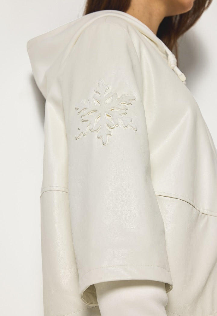 Hope Solid Pu Leather Jacket Off White