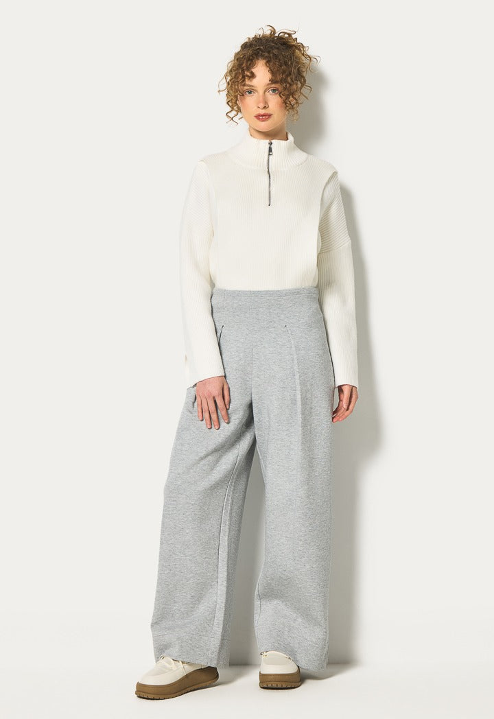 Hope Wide Legs Pleated Trouser Grey Melange