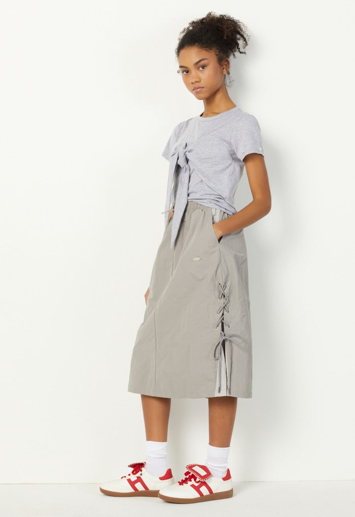 Hope Solid Drawstring Skirt Grey