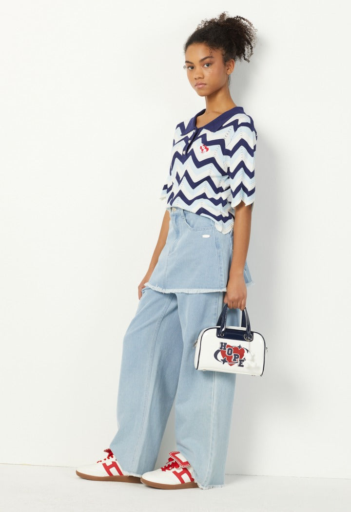 Hope Overlay Straight Leg Jeans Denim Blue