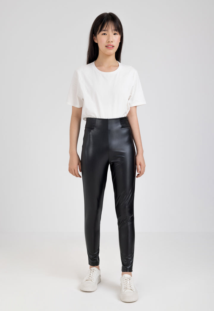 Hope Solid Pu Leather Leggings Black