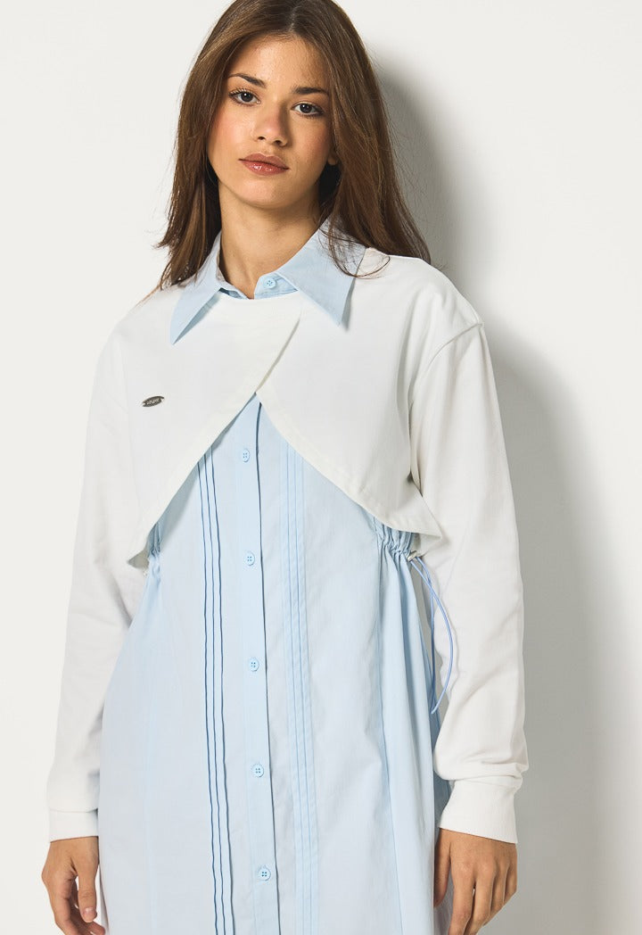 Hope Attached Vest Button Dress Light Blue