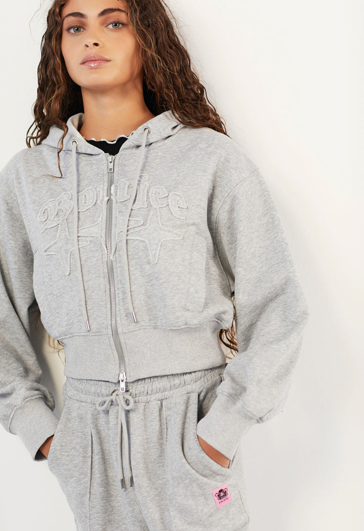 Hope Embroidered Knitted Jacket Grey Melange