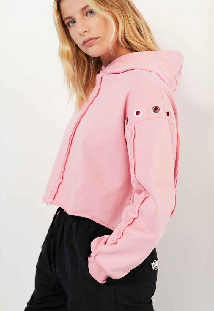 Hope Knitted Cropped Sweatshirt Pink