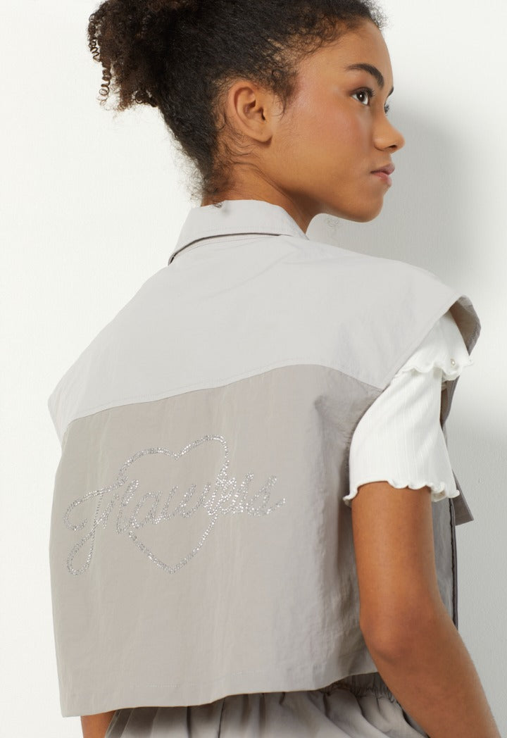 Strass Embellished Contrast Vest