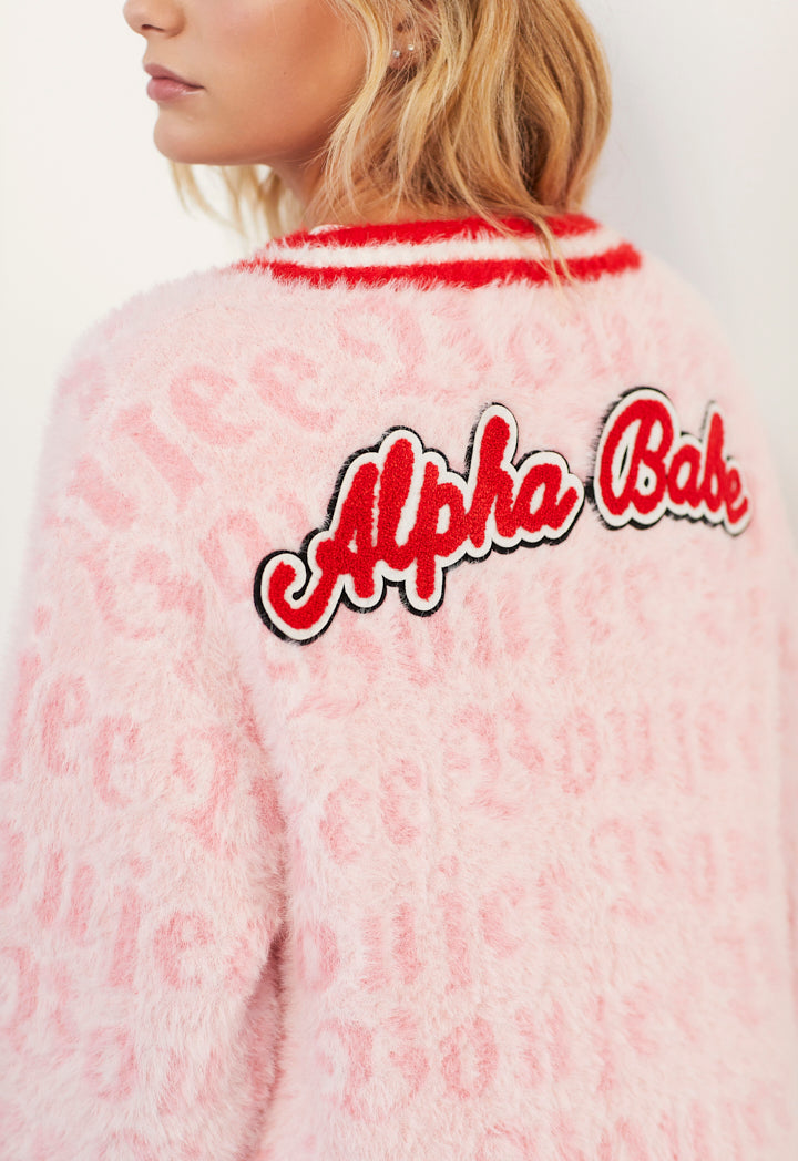 Hope Fluffy Embossed Cardigan Pink