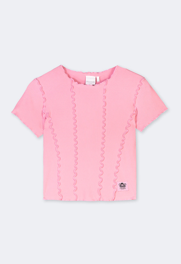 Hope Two Toned Trimmed T Shirt Pink