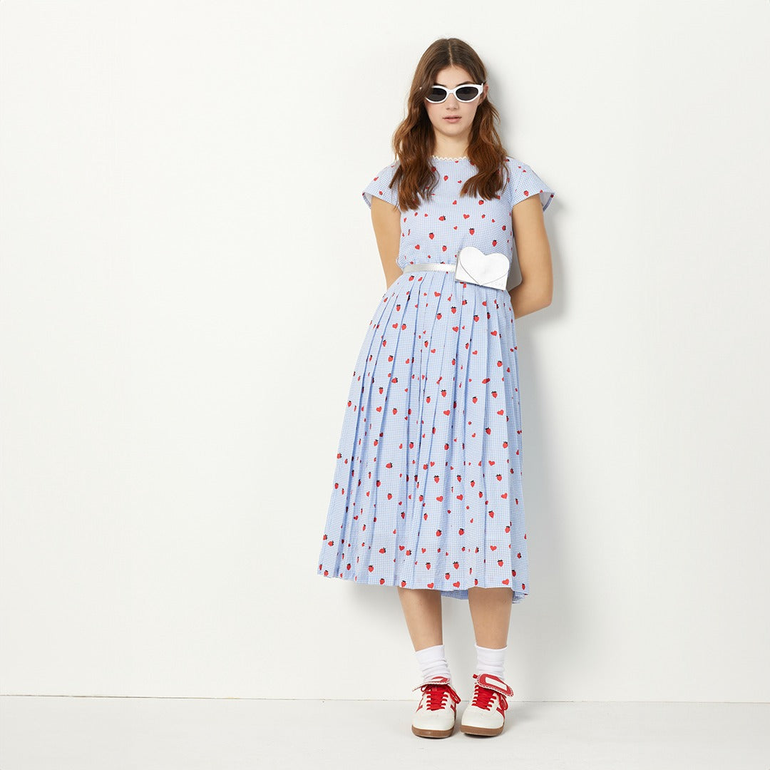 Hope Checkered Pleated Dress Multi Color