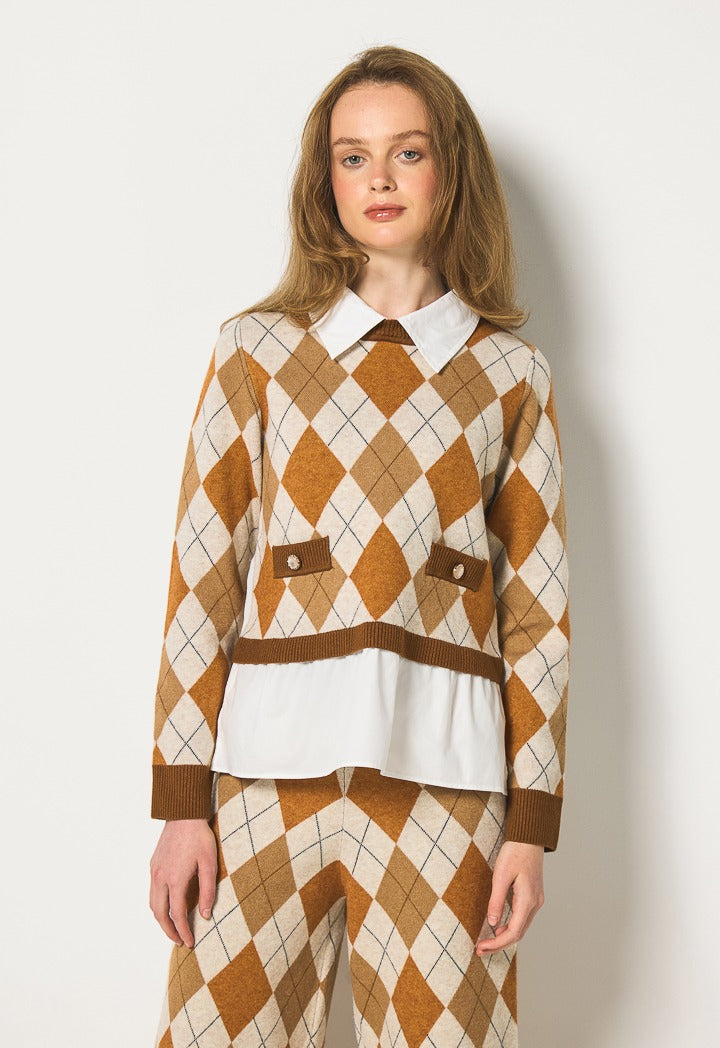 Hope Knitted Argyle Sweater  Multi Color