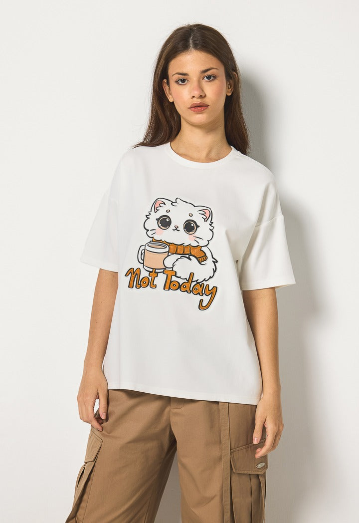 Hope Textured Print T-Shirt Off White