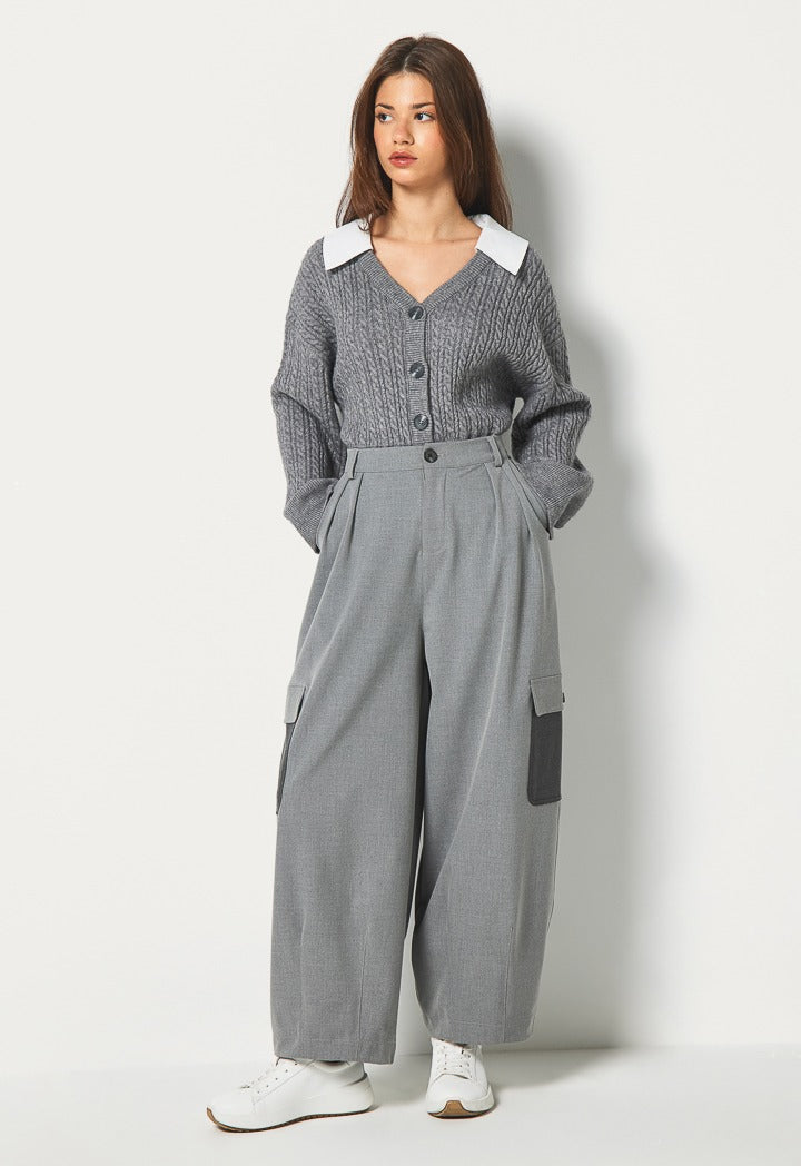 Hope Wide Leg Cargo Trousers Grey