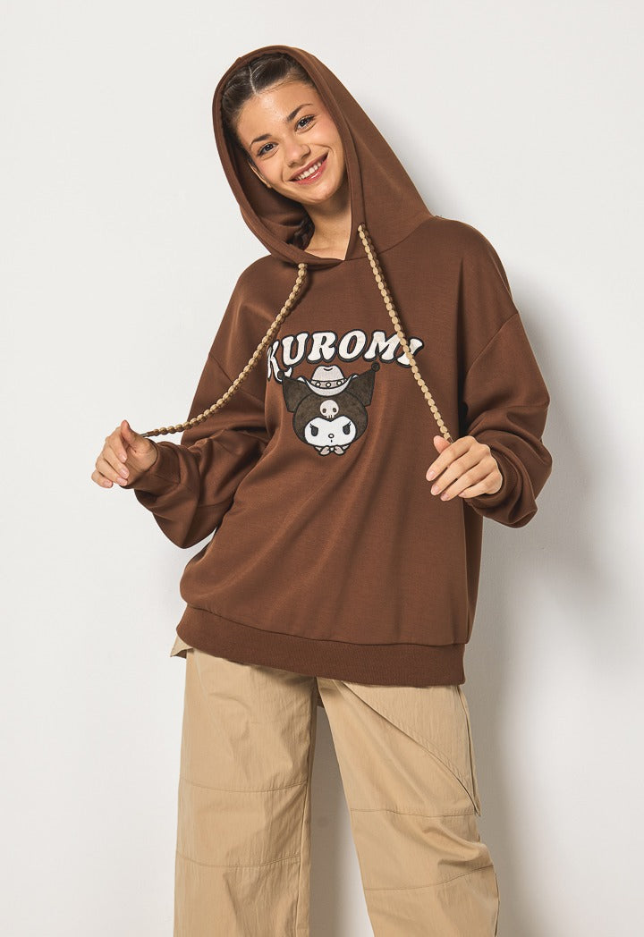 Hope Kuromi Embroidered Hoodie Brown