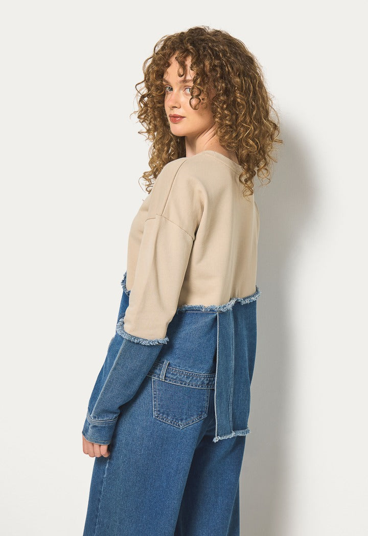 Hope Knitted Denim Sweatshirt Beige