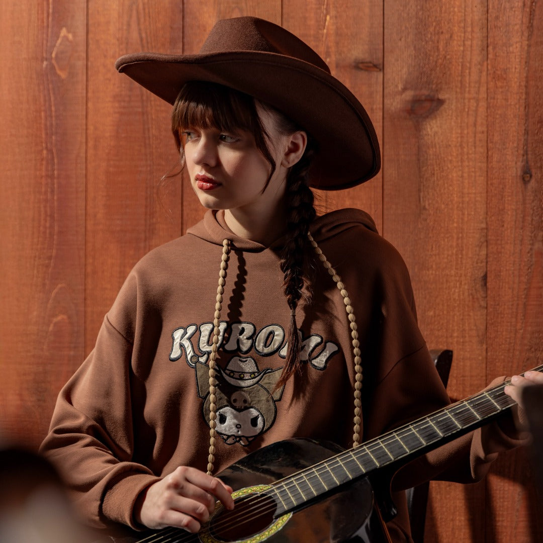 Hope Kuromi Embroidered Hoodie Brown