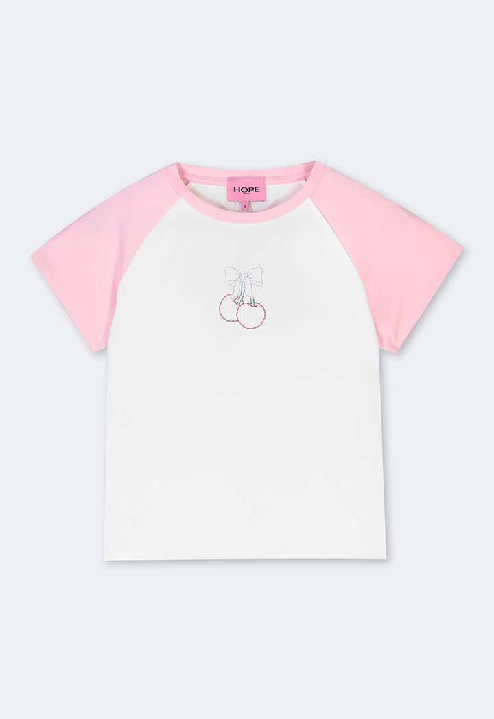 Hope Crystal Cherry T Shirt White