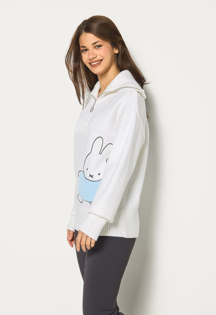 Hope Miffy Fleece Detailed Jumper Off White