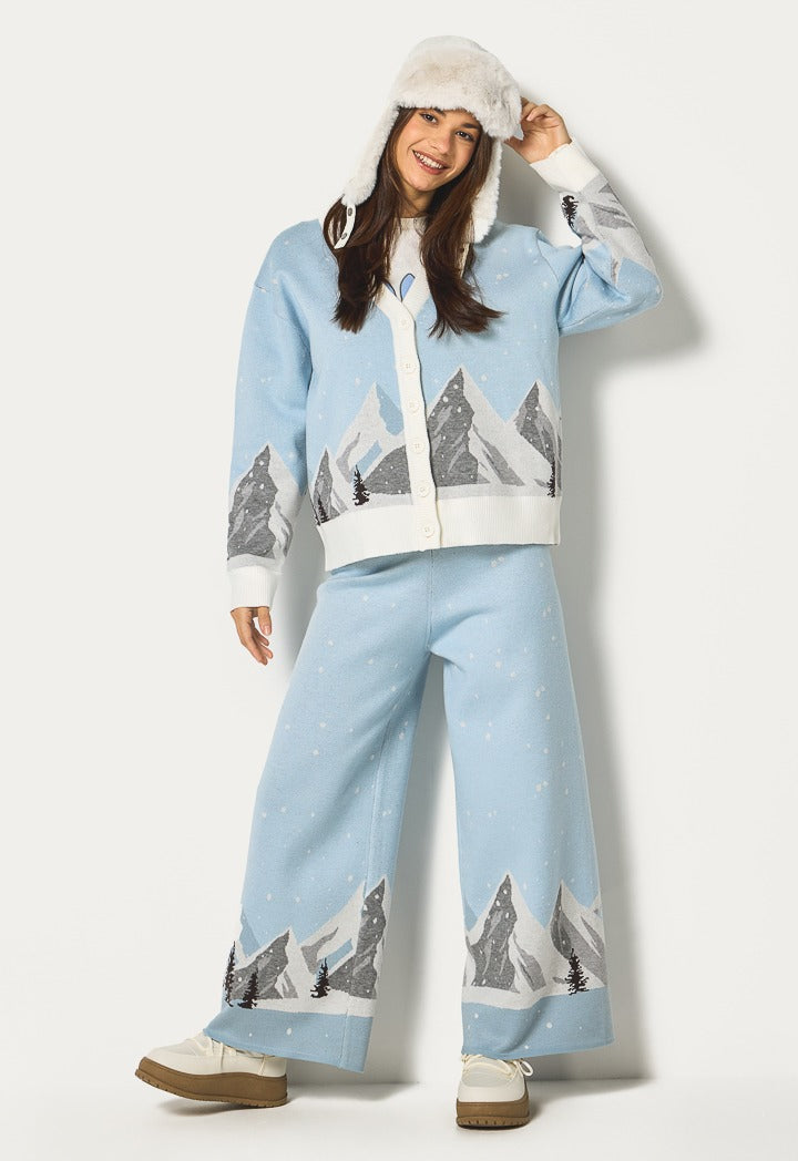 Hope Knitted Wide Legs Trouser Light Blue