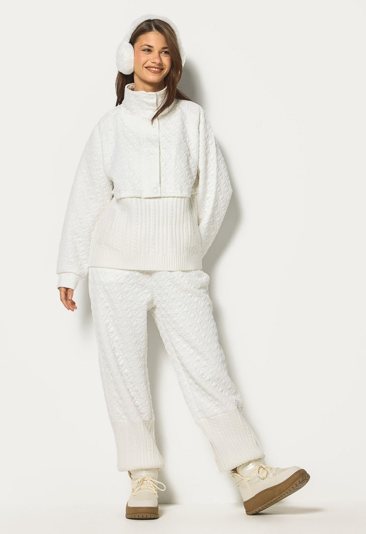Hope High Neck Quilted Sweatshirt Off White