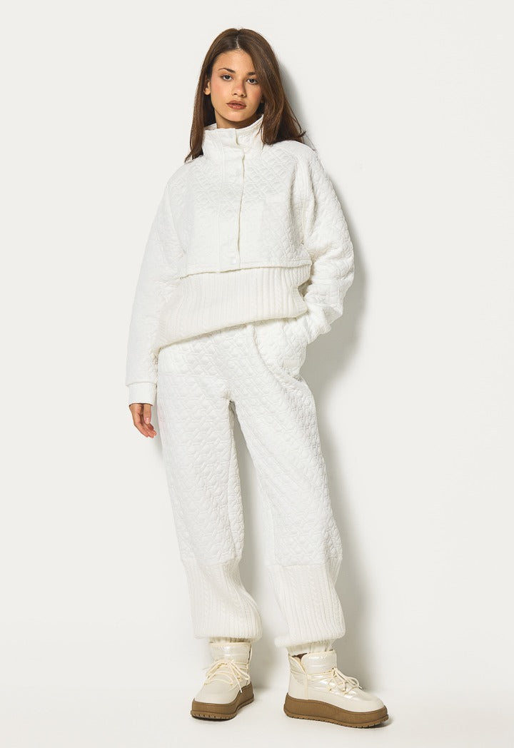 Hope Quilted Elastic Hems Trouser Off White