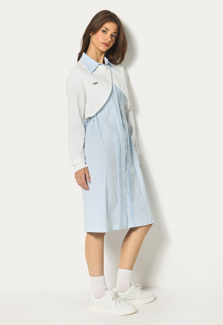 Hope Attached Vest Button Dress Light Blue