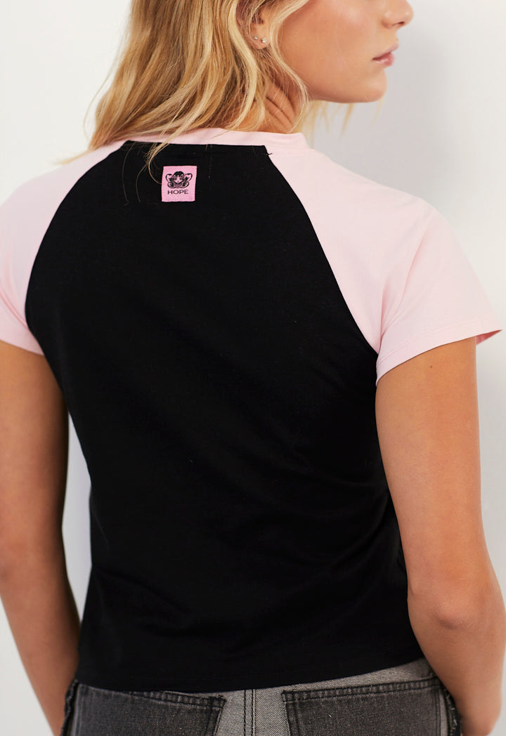 Hope Two Toned Printed T Shirt Black