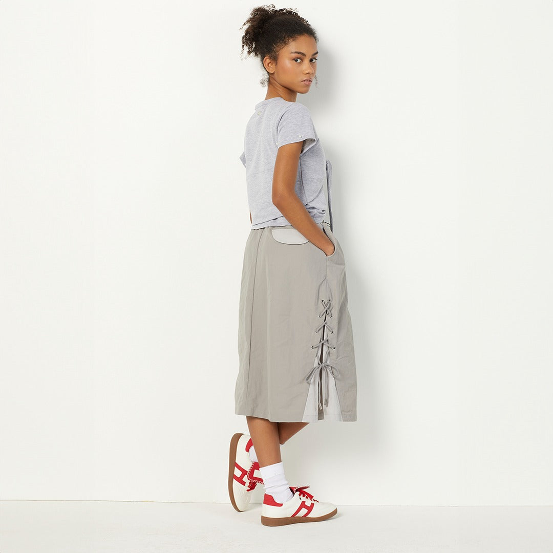 Hope Solid Drawstring Skirt Grey