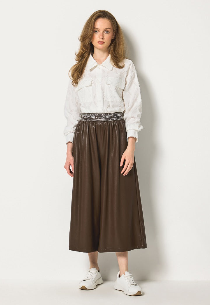 Hope Pu Leather Palazzo Trousers Brown