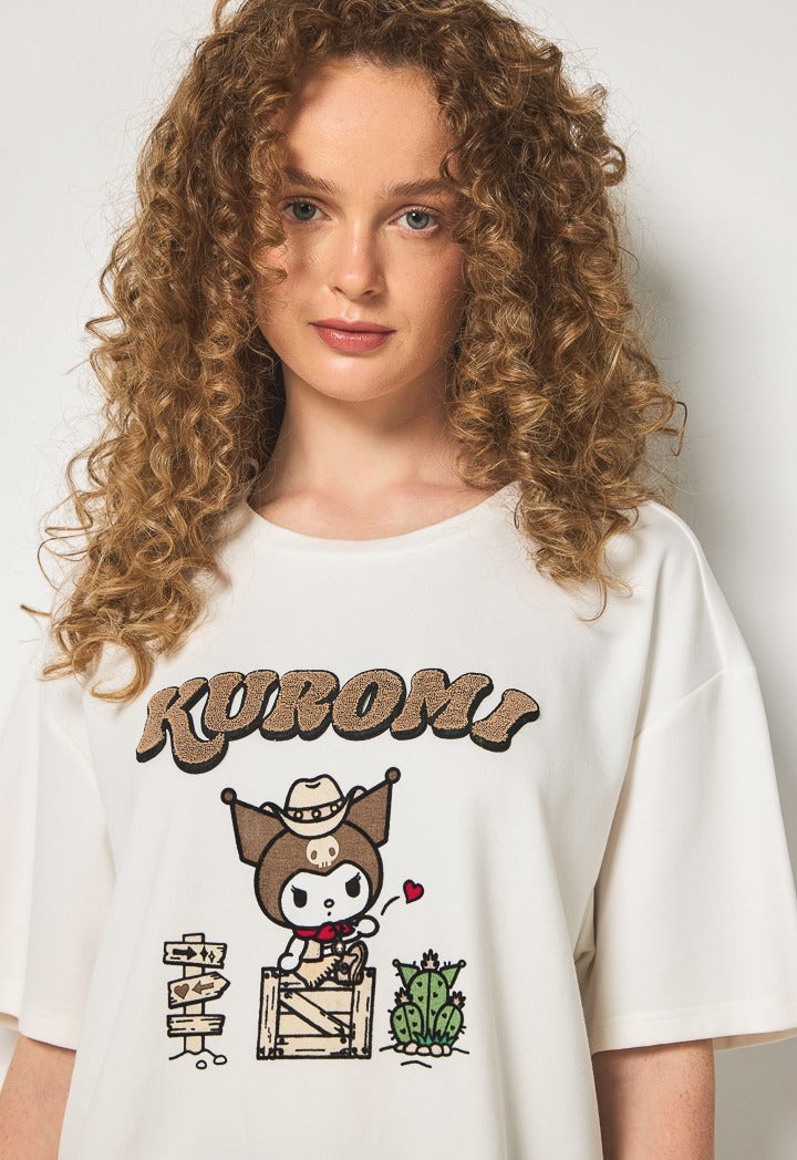 Hope Kuromi Fleece Detailed T-Shirt Off White
