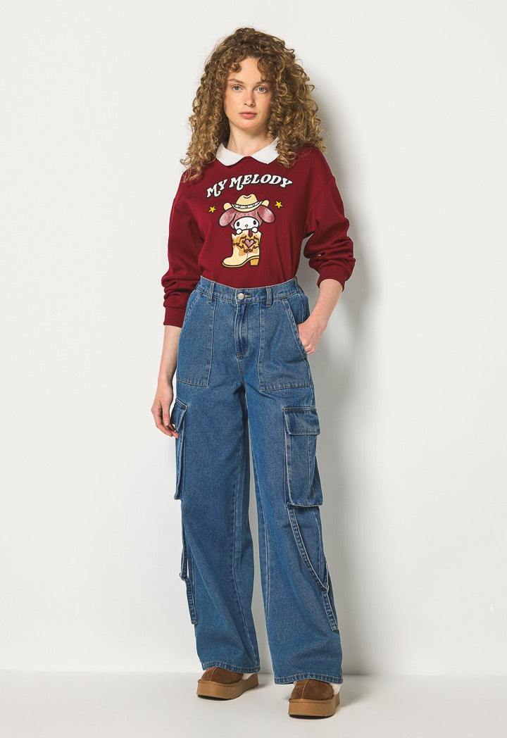 Hope Wide Leg Cargo Jeans Denim Blue