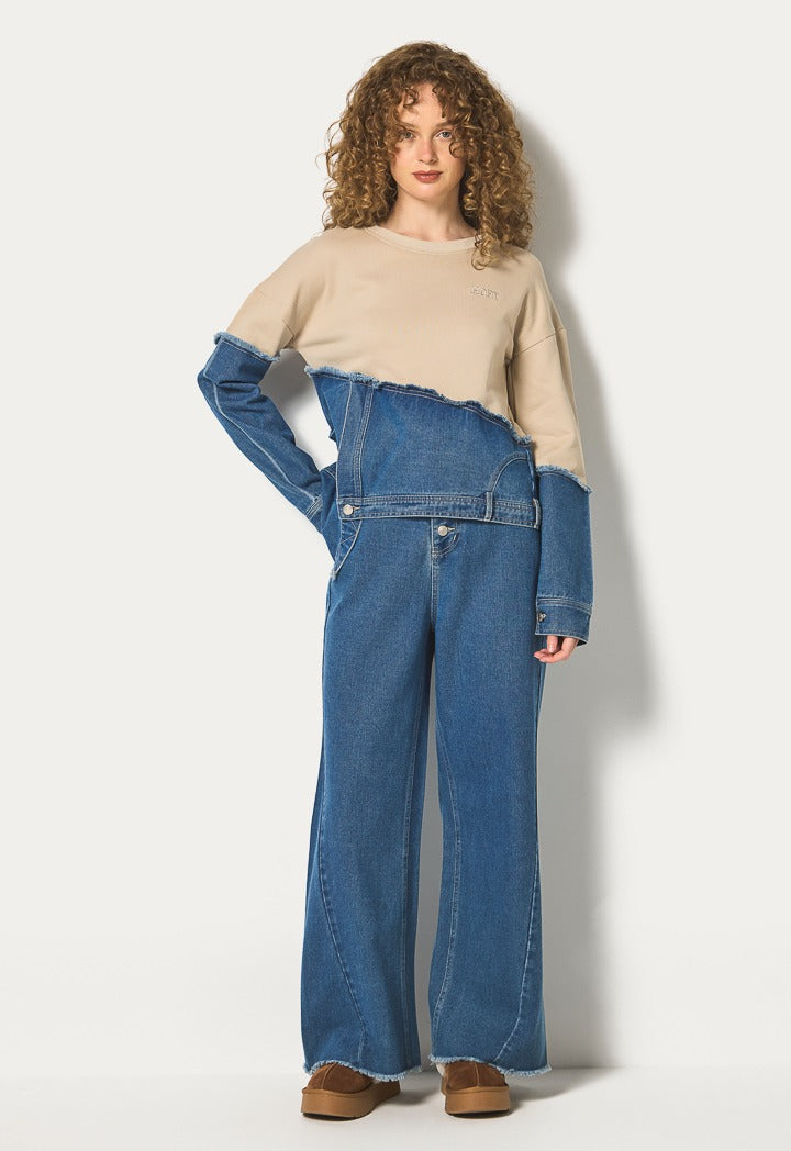 Hope Knitted Denim Sweatshirt Beige
