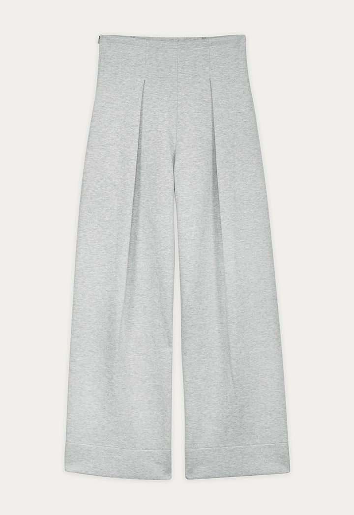Hope Wide Legs Pleated Trouser Grey Melange