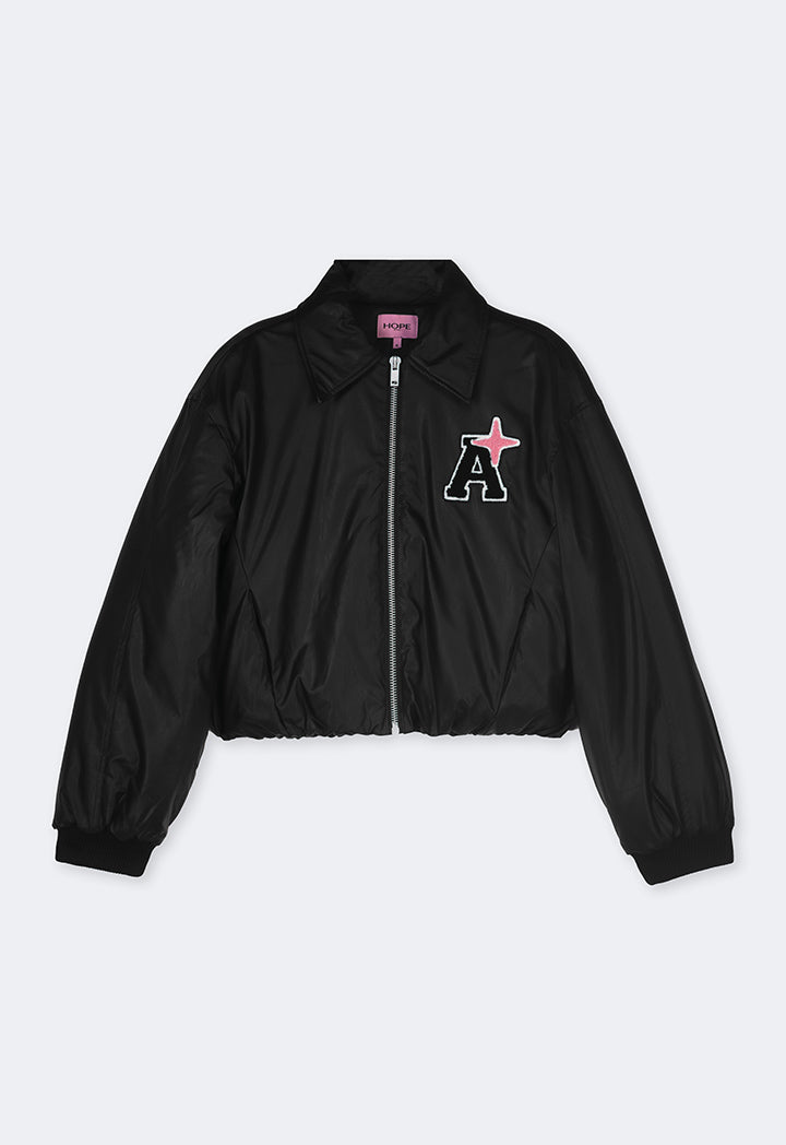 Hope Embellished Pu Leather Jacket Black