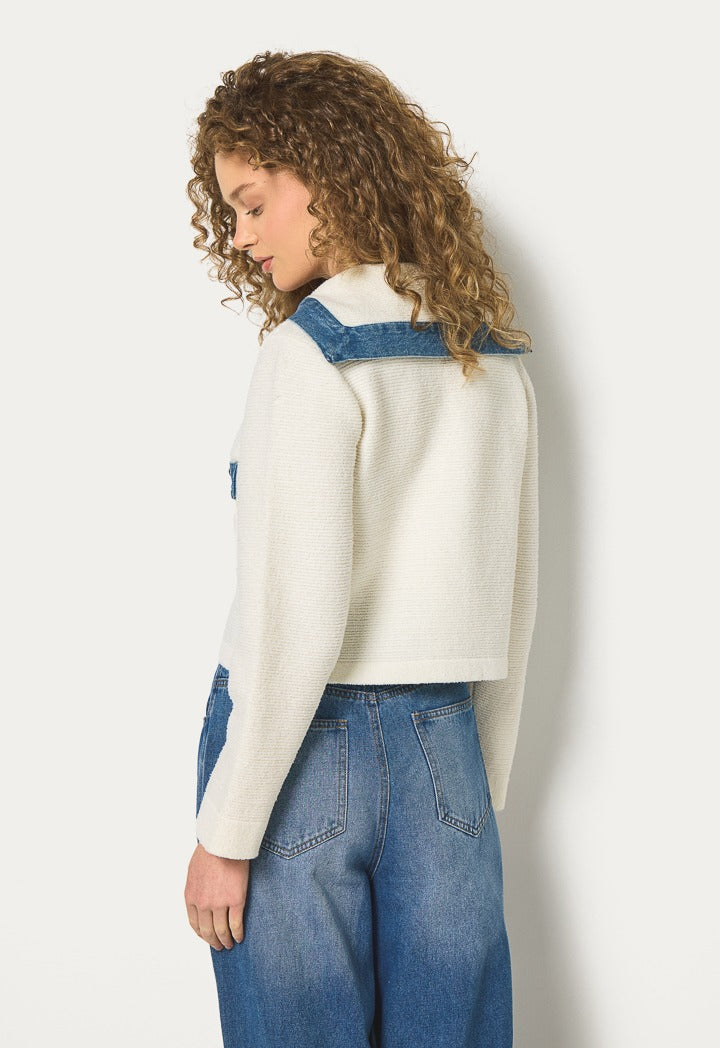 Hope Knitted Elastic Cropped Jacket Off White