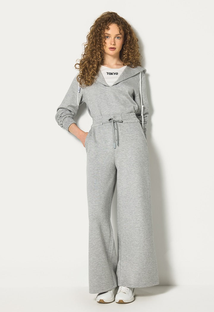Hope Solid Wide Leg Sweatpants Grey