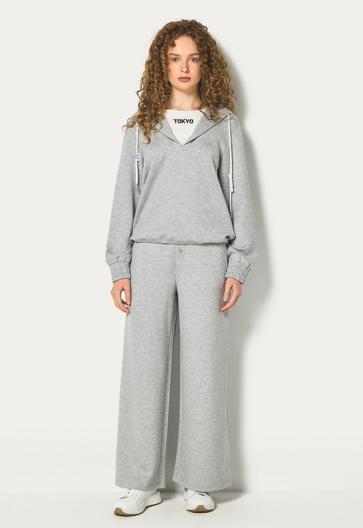 Hope Contrast Crew Neck Hoodie Grey Melange