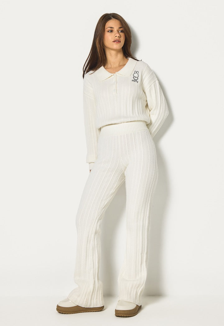 Hope Solid Knitted Trouser Off White