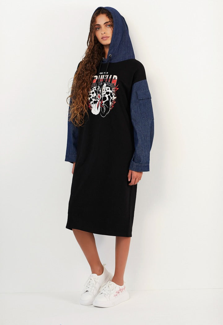 Hope Disney Cruella Hoodie Dress Black