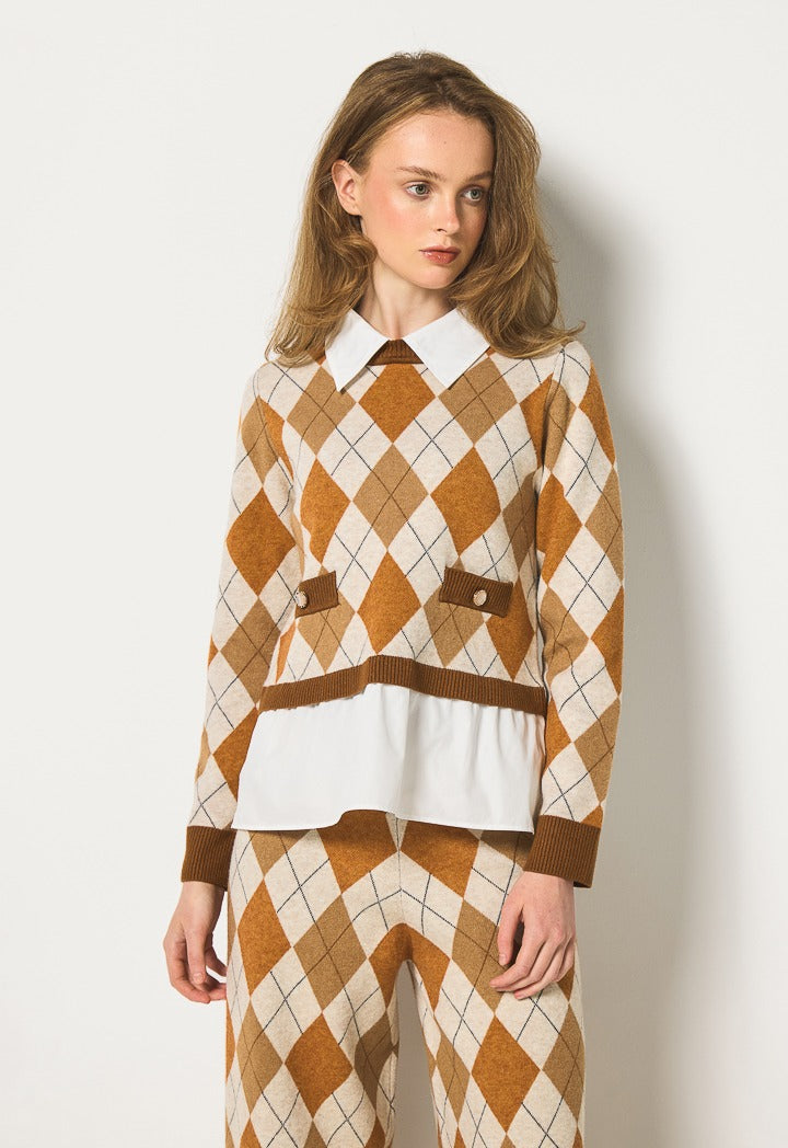 Hope Knitted Argyle Sweater  Multi Color